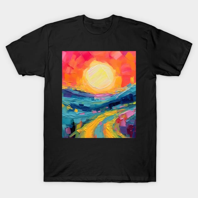Abstract Sunset on the Field T-Shirt by Arabic calligraphy Gift 